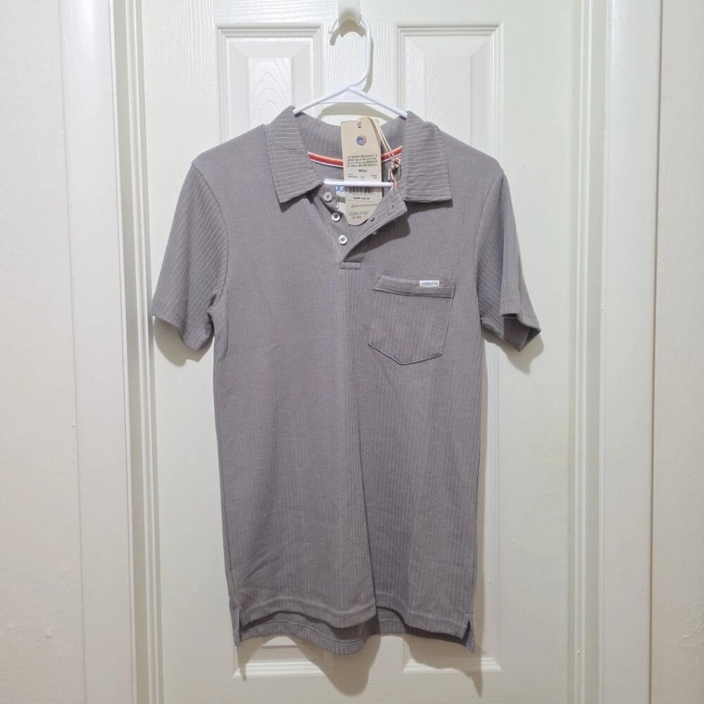 NWT Laguna Terry Cozy Cotton Short Sleeve Pocket Polo Shirt Men's Small LSMT5742